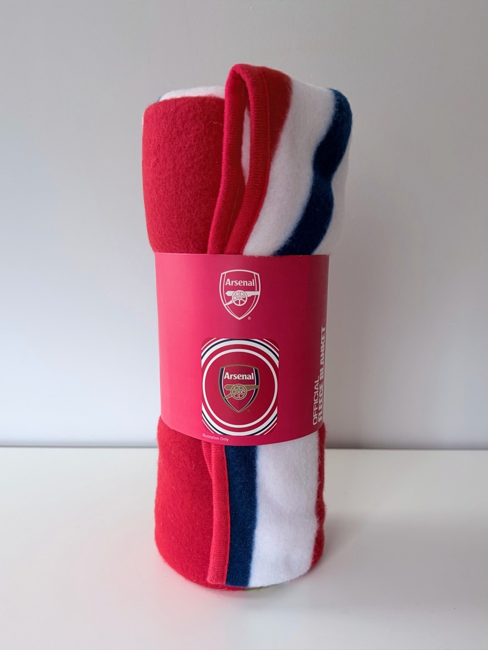 Official Arsenal Fleece Blanket - Red, White & Navy Stripe